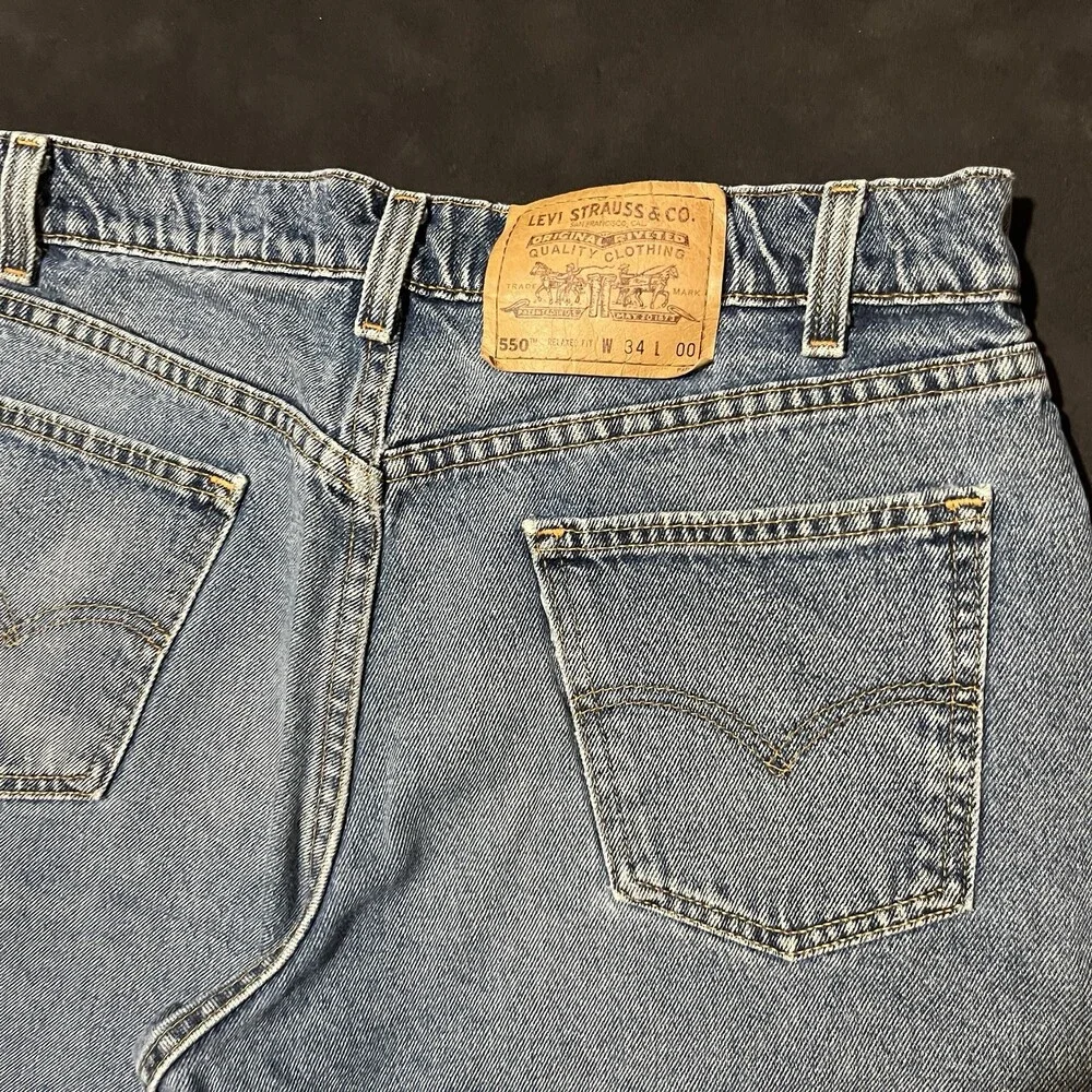 Levis Vintage Jean Shorts Jorts 560 Wide Leg Orange Tab Denim Men 34 1990s USA